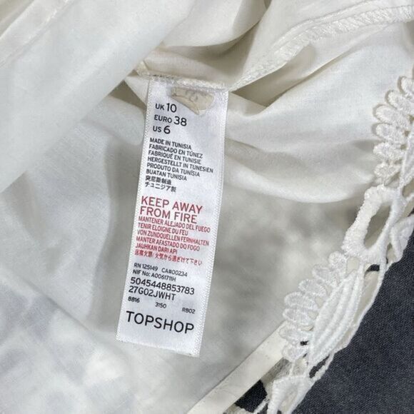 Topshop Skirt Womens 6 White Crochet Lace Embroidered Zip Back Boho Pull On Mini - Picture 13 of 13